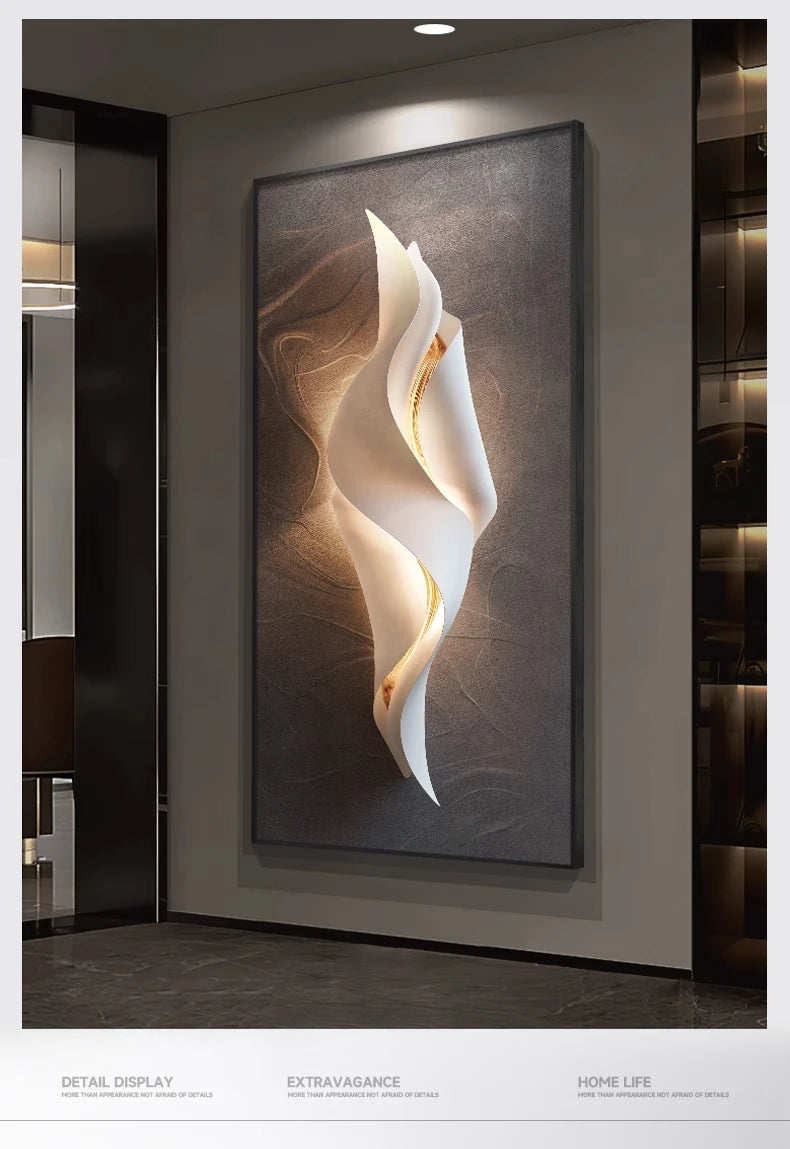 Modern LED Wall Lamp With Abstract Art Panel