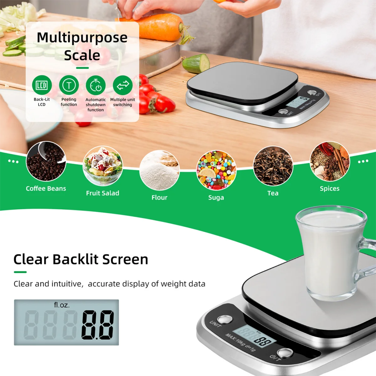 Digital Kitchen Scale With LCD Display And Tare