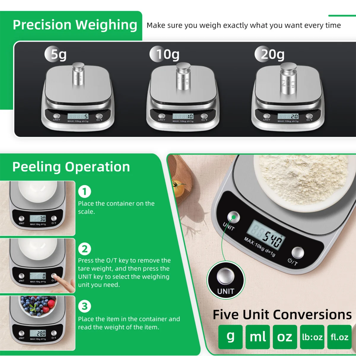 Digital Kitchen Scale With LCD Display And Tare