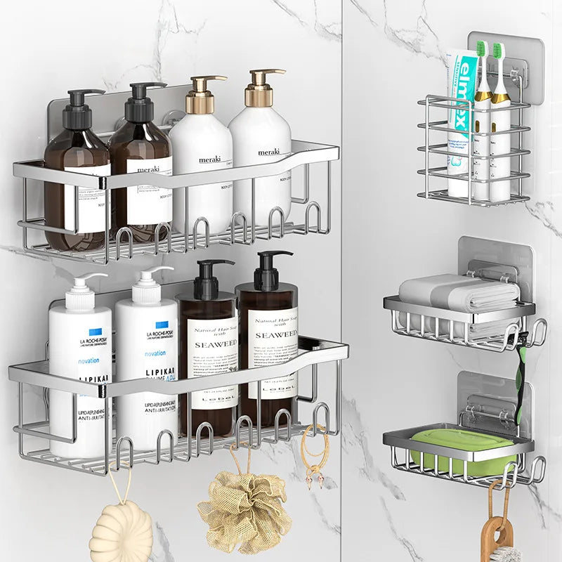 Stainless Steel Corner Bathroom Shelf – No-Drill, 2-Tier