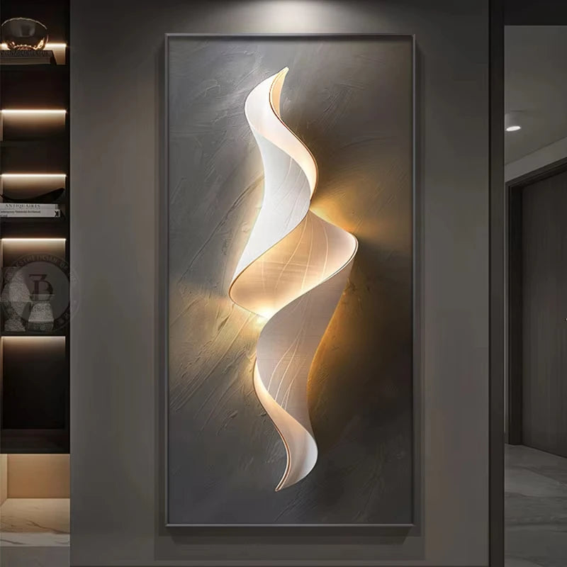 Modern LED Wall Lamp With Abstract Art Panel