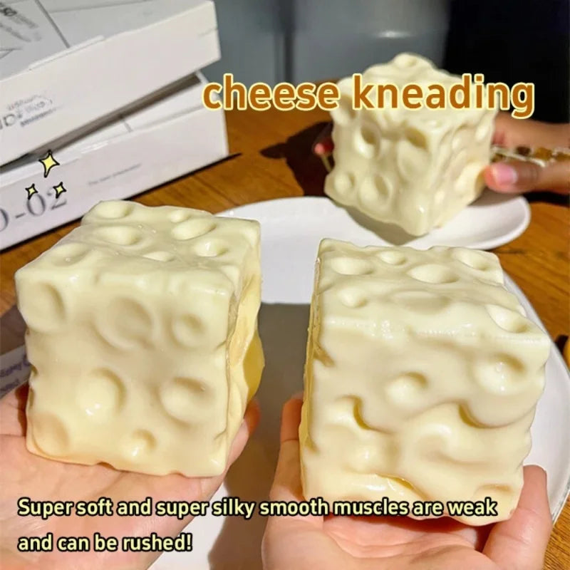 Squishy Cheese Cube Stress Ball – Shapeable Fidget Toy