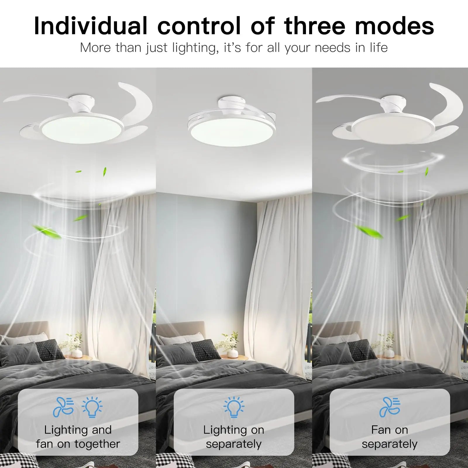 Retractable Ceiling Fan Light With Remote – Quiet Modern LED