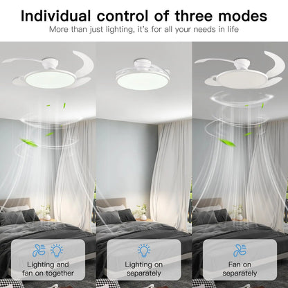 Retractable Ceiling Fan Light With Remote – Quiet Modern LED