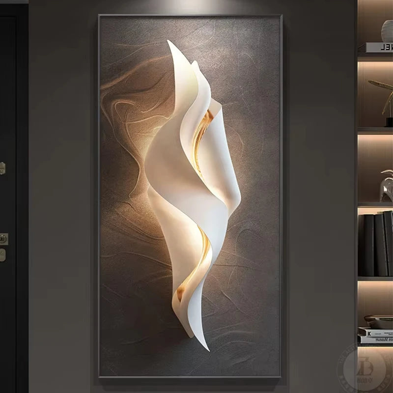Modern LED Wall Lamp With Abstract Art Panel