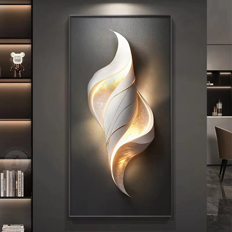 Modern LED Wall Lamp With Abstract Art Panel