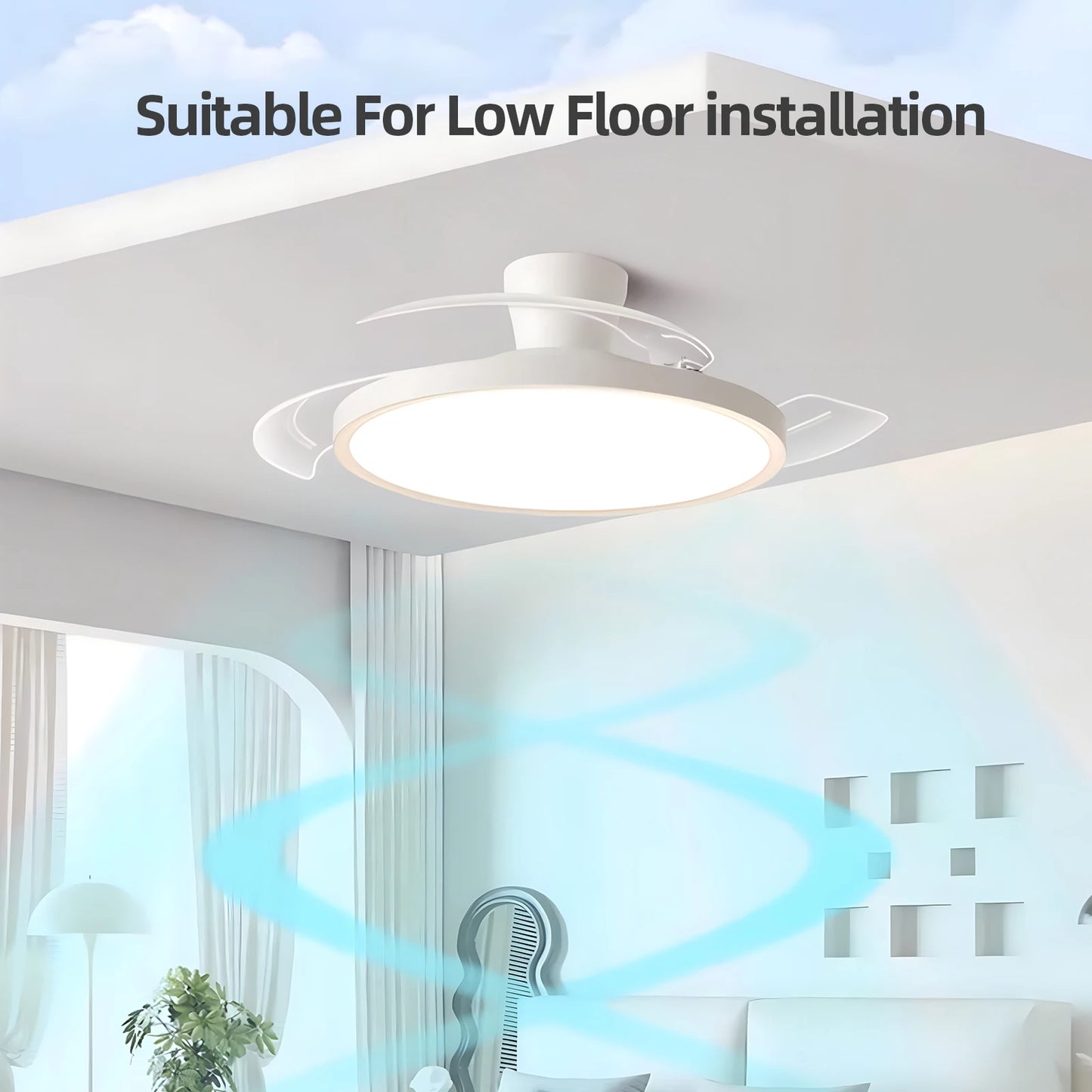 Retractable Ceiling Fan Light With Remote – Quiet Modern LED