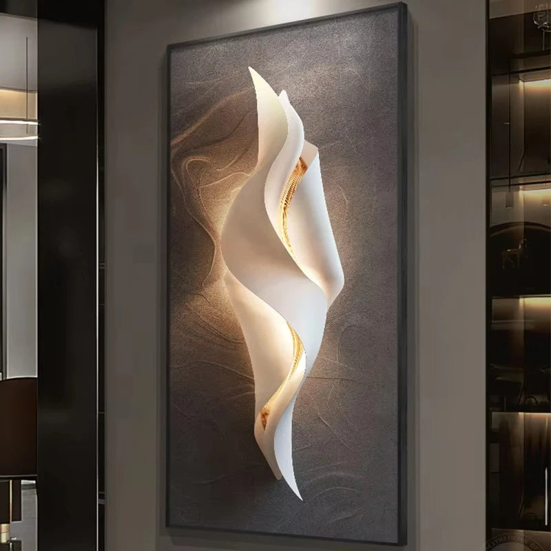 Modern LED Wall Lamp With Abstract Art Panel