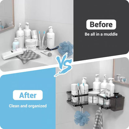 Stainless Steel Corner Bathroom Shelf – No-Drill, 2-Tier