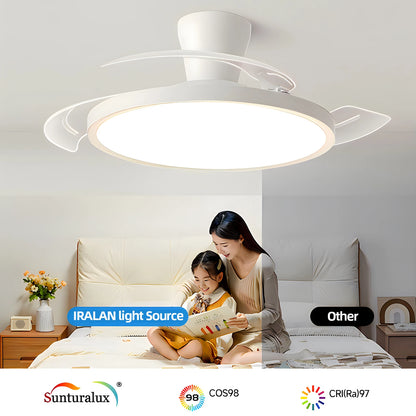 Retractable Ceiling Fan Light With Remote – Quiet Modern LED